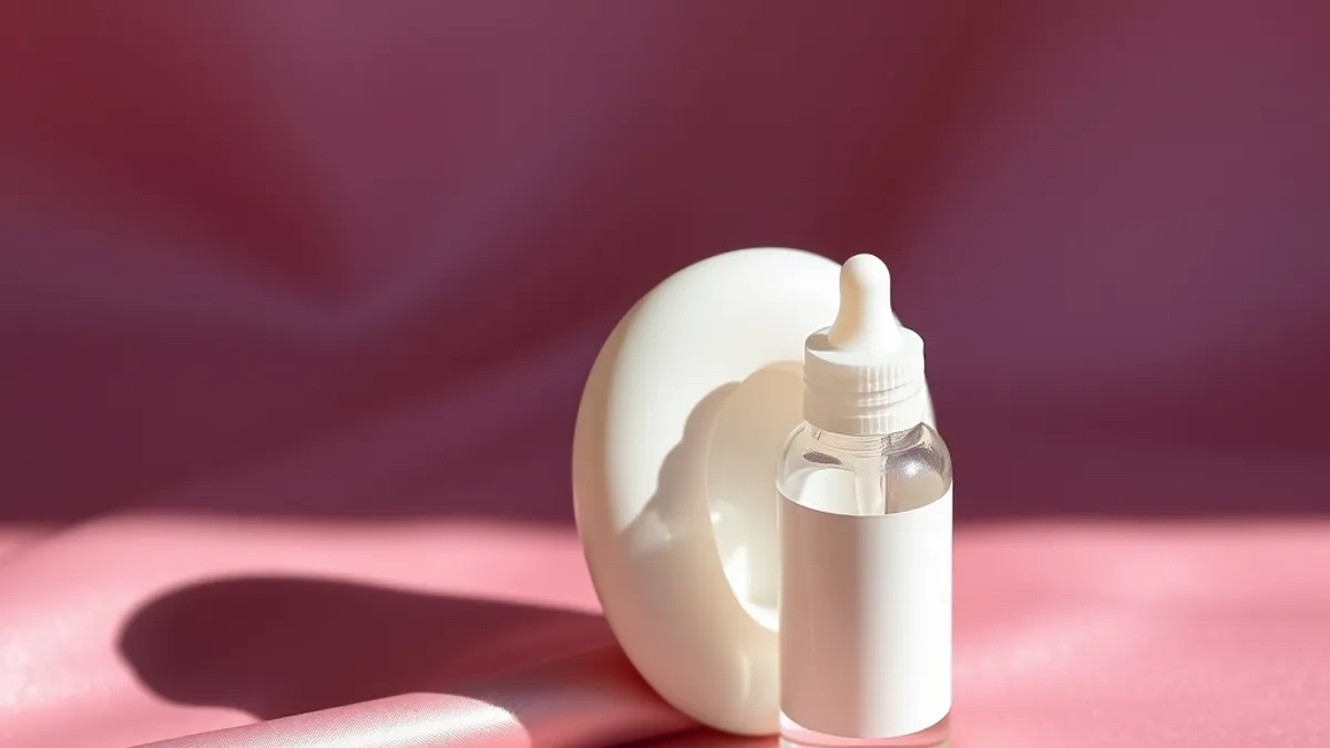 Gode en silicone et flacon de lubrifiant à base d'eau posés sur un linge, ambiance feutrée